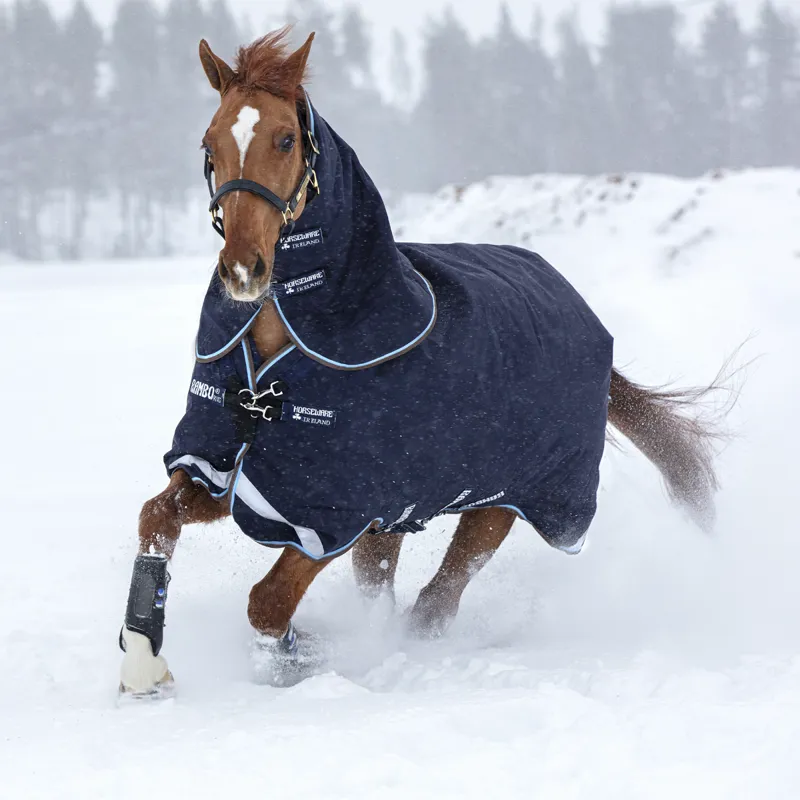 Horseware Rambo Duo Turnout Rug Bundle - Navy/Sky Blue/Brown